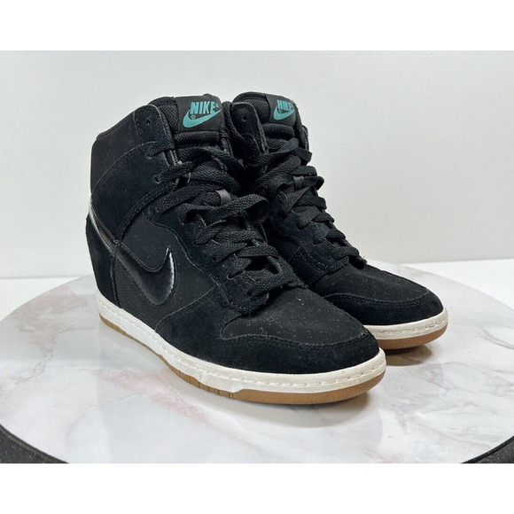 Nike Dunk Sky Hi Essential Hidden Wedge Heel Shoes Black White Gum Women Sz 8.5 - Picture 6 of 10